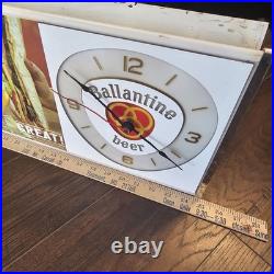 Vintage Ballantine Beer Lighted Clock with Advertising Sign Breweriana Neon Sign