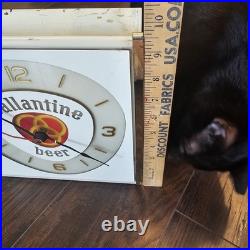 Vintage Ballantine Beer Lighted Clock with Advertising Sign Breweriana Neon Sign