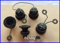 Vintage Black Porcelain Insulators/Standoffs for Neon Signs, Mystery Bell-Shaped