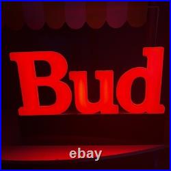 Vintage Bud Beer Light Up Sign Works 1991 Bar neon BUDWEISER bright red electric