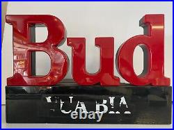 Vintage Bud Beer Light Up Sign Works 1991 Bar neon BUDWEISER bright red electric