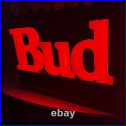 Vintage Bud Beer Light Up Sign Works 1991 Bar neon BUDWEISER bright red electric
