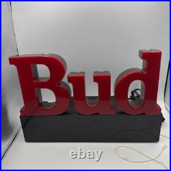 Vintage Bud Beer Light Up Sign Works 1991 Bar neon BUDWEISER bright red electric