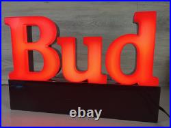Vintage Bud Beer Light Up Sign Works 1992 Bar neon BUDWEISER bright red electric