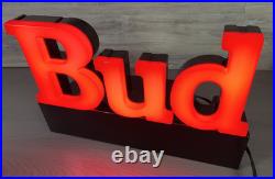 Vintage Bud Beer Light Up Sign Works 1992 Bar neon BUDWEISER bright red electric