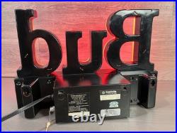 Vintage Bud Beer Light Up Sign Works 1992 Bar neon BUDWEISER bright red electric