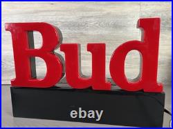 Vintage Bud Beer Light Up Sign Works 1992 Bar neon BUDWEISER bright red electric
