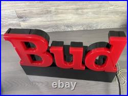 Vintage Bud Beer Light Up Sign Works 1992 Bar neon BUDWEISER bright red electric