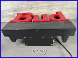 Vintage Bud Beer Light Up Sign Works 1992 Bar neon BUDWEISER bright red electric