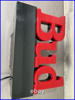 Vintage Bud Beer Light Up Sign Works 1992 Bar neon BUDWEISER bright red electric