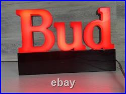 Vintage Bud Beer Light Up Sign Works 1992 Bar neon BUDWEISER bright red electric