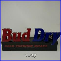 Vintage Bud Dry Draft Beer Neon Sign Light Man Cave Alcohol Rare 90s Blue & Red
