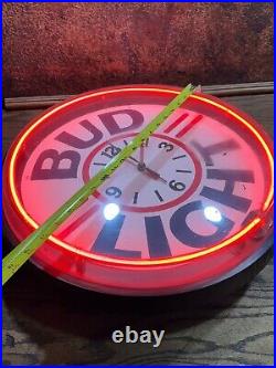 Vintage Bud Light BAR Neon 20 Wall Clock Lighted / Mancave Lighted Beer Sign