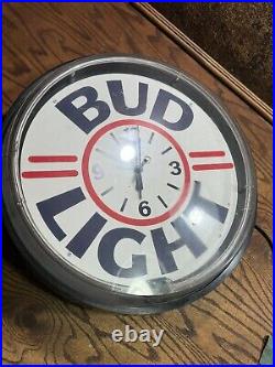 Vintage Bud Light BAR Neon 20 Wall Clock Lighted / Mancave Lighted Beer Sign