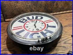 Vintage Bud Light BAR Neon 20 Wall Clock Lighted / Mancave Lighted Beer Sign