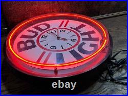 Vintage Bud Light BAR Neon 20 Wall Clock Lighted / Mancave Lighted Beer Sign