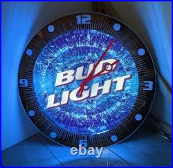 Vintage Bud Light Blue Neon Light Wall Clock Beer Bar Sign Mt. Vernon Neon