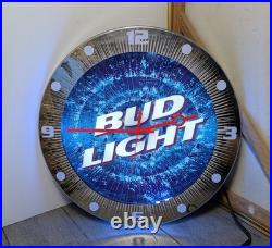 Vintage Bud Light Blue Neon Light Wall Clock Beer Bar Sign Mt. Vernon Neon