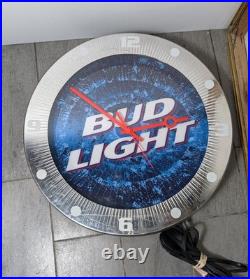 Vintage Bud Light Blue Neon Light Wall Clock Beer Bar Sign Mt. Vernon Neon