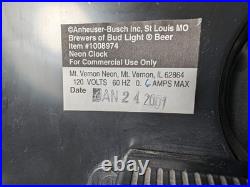 Vintage Bud Light Blue Neon Light Wall Clock Beer Bar Sign Mt. Vernon Neon