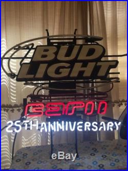 Vintage Bud Light ESPN 25th Anniversary Neon Sign FOR PARTS ONLY - LOOK T-SL
