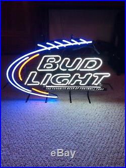 Vintage Bud Light NFL Football Real Neon Sign Beer Bar Light