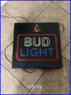 Vintage Bud Light Neon Light-Up Bar Wall Sign Chain Pull