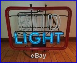 Vintage Bud Light Neon Lighted Sign Red White and Blue EverBrite Parts or Repair