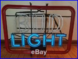 Vintage Bud Light Neon Lighted Sign Red White and Blue EverBrite Parts or Repair