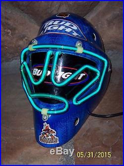 Vintage Bud Light Phoenix Coyotes NHL Hockey Mask Extremely Rare Neon Bar Sign