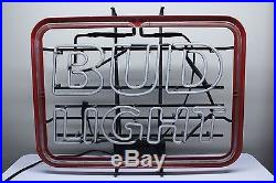 Vintage Bud Light Red White Blue Neon Light Lighted Beer Sign Retro TESTED FAST