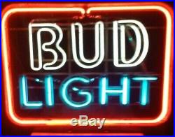 Vintage Bud Lite Neon Bar Sign 26W X 21H prior to 1985 3 Colors Used