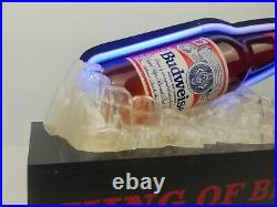 Vintage Budweiser Beer Bottle on Ice Neon Bar Sign Light Spencer's