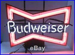 Vintage Budweiser Beer Bow Tie Neon Advertising Bar Sign Everbrite 051-265 Works