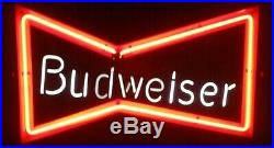 Vintage Budweiser Beer Bow Tie Neon Bar Sign 30W X 20H