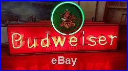 Vintage Budweiser Beer Lighted Neon Sign Measurbar Light Man Cave Tested Working
