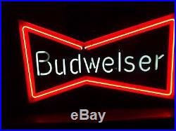 Vintage Budweiser Beer Neon Light Sign Original Bowtie Advertising Rare