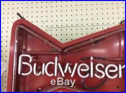 Vintage Budweiser Bow Tie Neon Guitar Sign New With Original Box