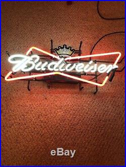 Vintage Budweiser Bowtie Bow Tie Real Neon Sign Beer Bar Light