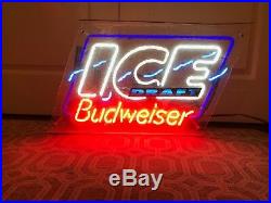 Vintage Budweiser Ice Draft Neon Sign 23 1/2 x 16