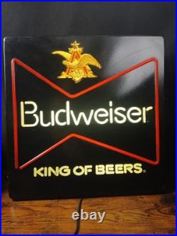 Vintage Budweiser King Of Beers Light Up Faux Neon Sign Classic