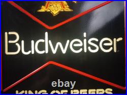 Vintage Budweiser King Of Beers Light Up Faux Neon Sign Classic