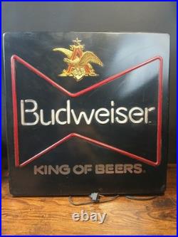 Vintage Budweiser King Of Beers Light Up Faux Neon Sign Classic