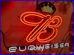 Vintage Budweiser Neon Beer Sign Red B Logo with Crown Works Great