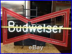 Vintage Budweiser Neon Light Sign, Original Bud Bar Bowtie Advertising, Rare