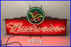 Vintage Budweiser Neon Sign 48 x 24 Rare Size LARGE Works great