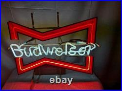 Vintage Budweiser Neon Sign Red Bowtie Bar Beer Lighter Sign