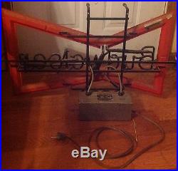 Vintage Budweiser bow tie neon light HTF Rare with Open Everbrite Sign Co. 1986