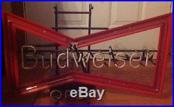 Vintage Budweiser bow tie neon light HTF Rare with Open Everbrite Sign Co. 1986