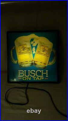 Vintage Busch On Tap Pennsylvania Mug Light Up Faux Neon Beer Sign 18x18